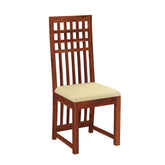 Amer Solid Sheesham Wood High Back Chair With Cushioned Seat (Natural Finish)